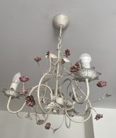 3-flammige Kronleuchter-Deckenlampe mit Rosen