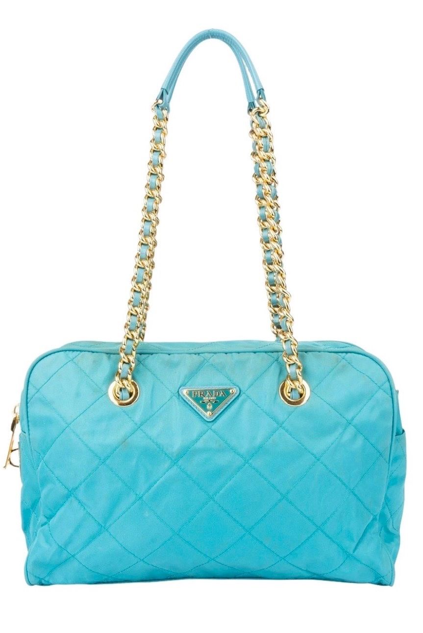 Prada Borse da donna: Prada quilted nylon chain bag in türkis – Usato da Ehrendingen venduto da ali_8rdt 1