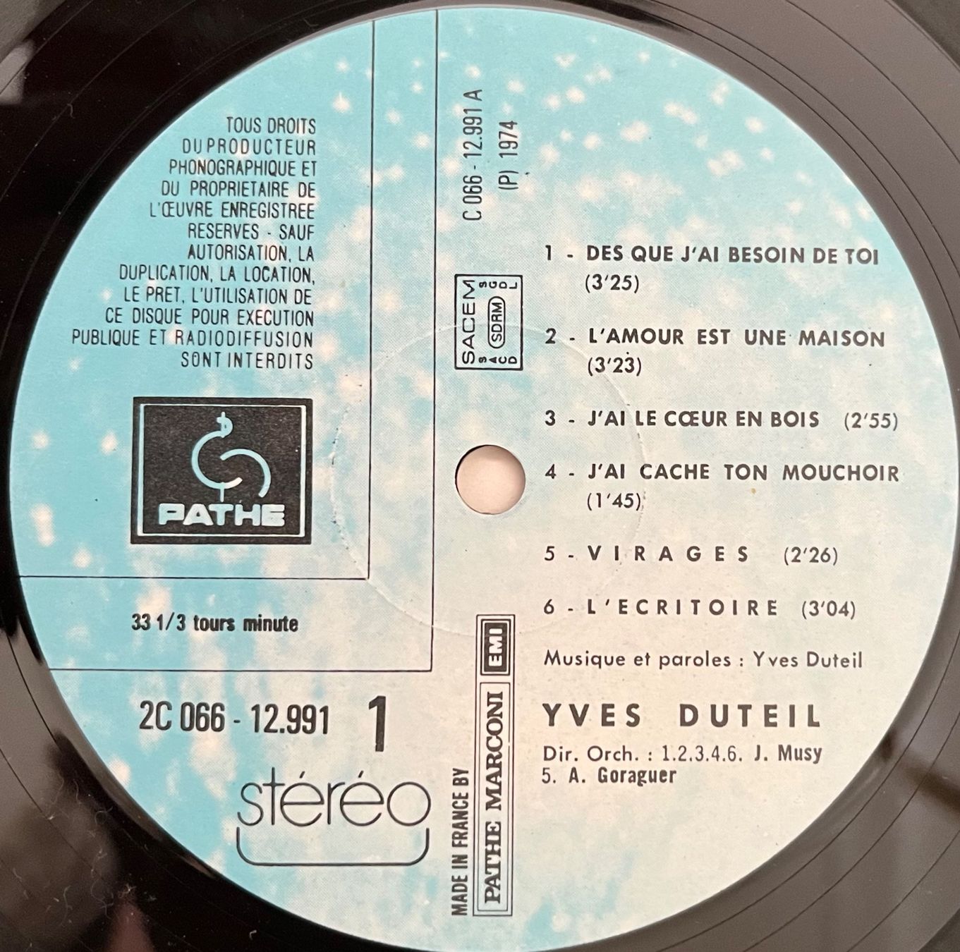 Schallplatten: YVES DUTEIL - YVES DUTEIL - 33 Tours – Gebraucht aus Bussigny von vinyl-pas-cher 2