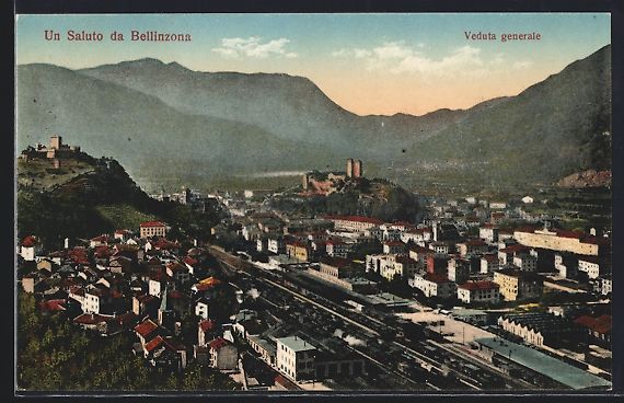 Cartoline postali: AK Bellinzona, Veduta generale, 1915 – Usato da Berlin venduto da bartko-reher