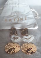 Satine Ohrstecker mit Herz und Perlen, neuwertig