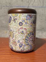 Vintage Floral Patterned Canister with Wooden for tabac