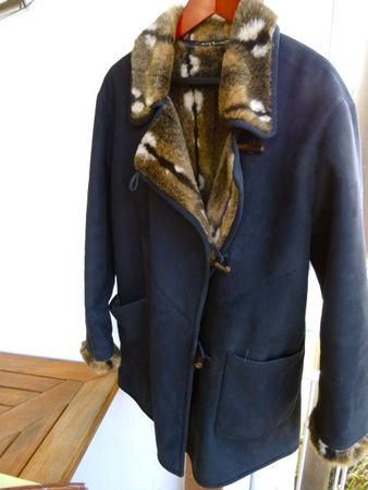 FS Gerry Weber Wintermantel in Wildleder d-blau Gr.42-44/26