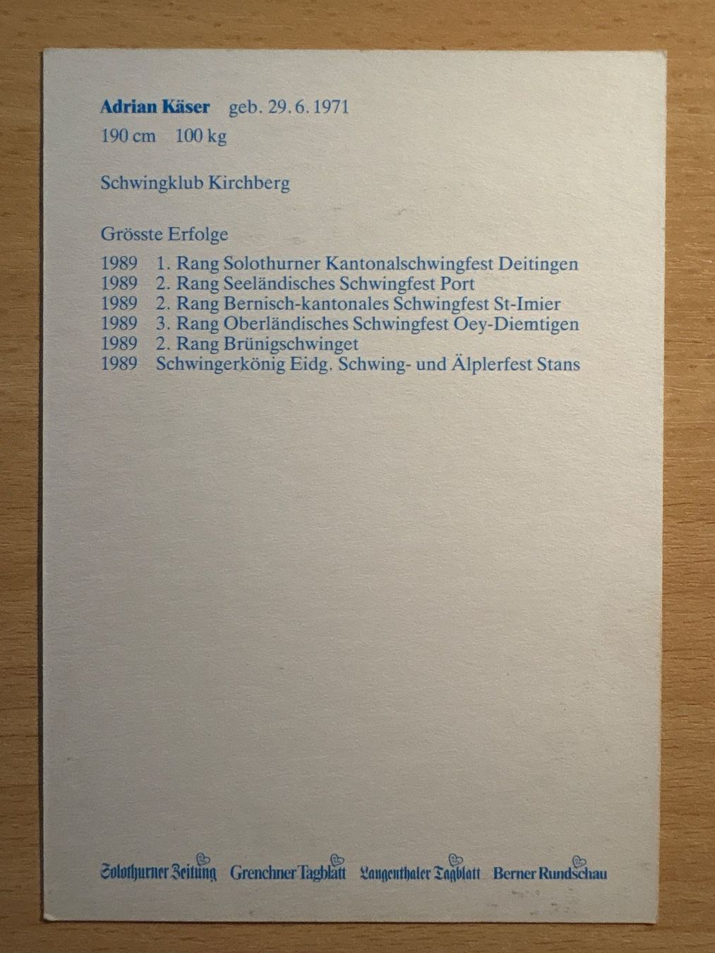 Autografi: Adrian Käser Autogrammkarte, Schwinger – Usato da Ibach venduto da lisch3 1