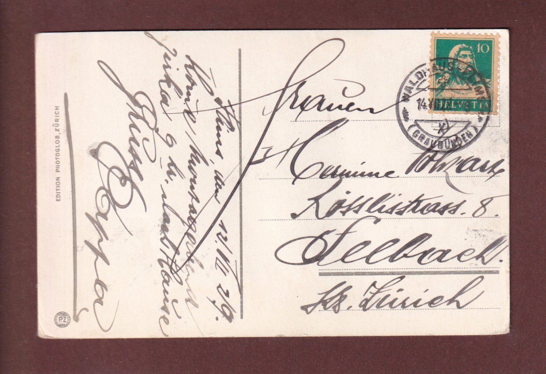 Ansichtskarten: WALDHAUS FLIMS - Kuranstalt - 1929 – Gebraucht aus Pully von nicecards-shop 1