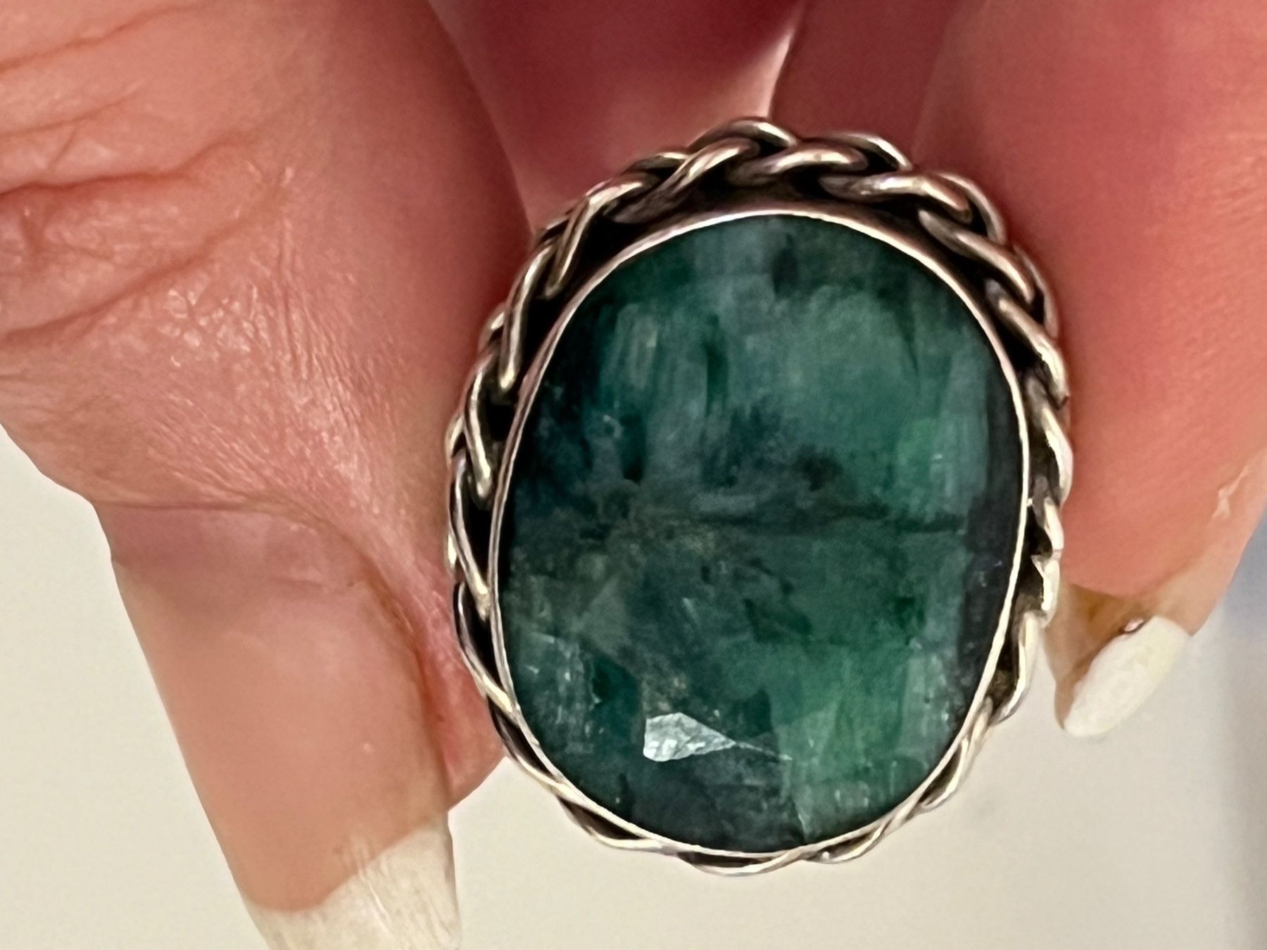 Ringe: Silber Ring gepunzt mit Grünem Stein – Gebraucht aus Kirchleerau von  5