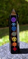 🖤 Obsidian-Obelisk mit 7 Chakra-Symbolen 🖤