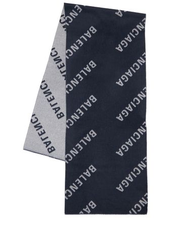 Echarpe Balenciaga laine "All Over Logo" femme NEW