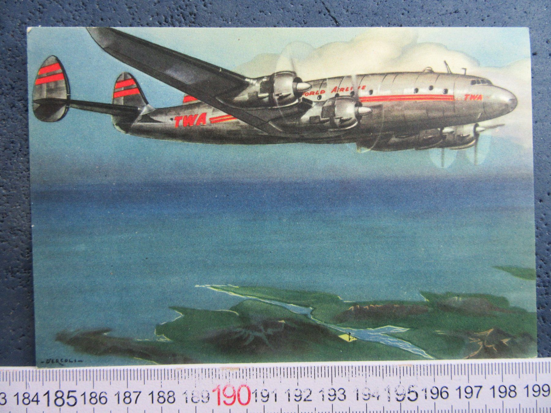 Cartoline postali: TWA LOCKHEED CONSTELLATION "CONNIE" 4MOTOREN FLUGZEUG OLD AK – Usato da Ettingen venduto da Hausi4711