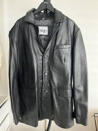 Lederjacke / Ledersakko Schwarz — Gr. 58