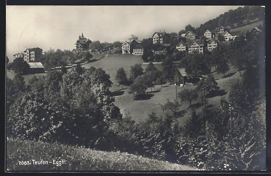 Cartoline postali: Teufen, Eggli, Ortsansicht am Berghang – Usato da Berlin venduto da bartko-reher