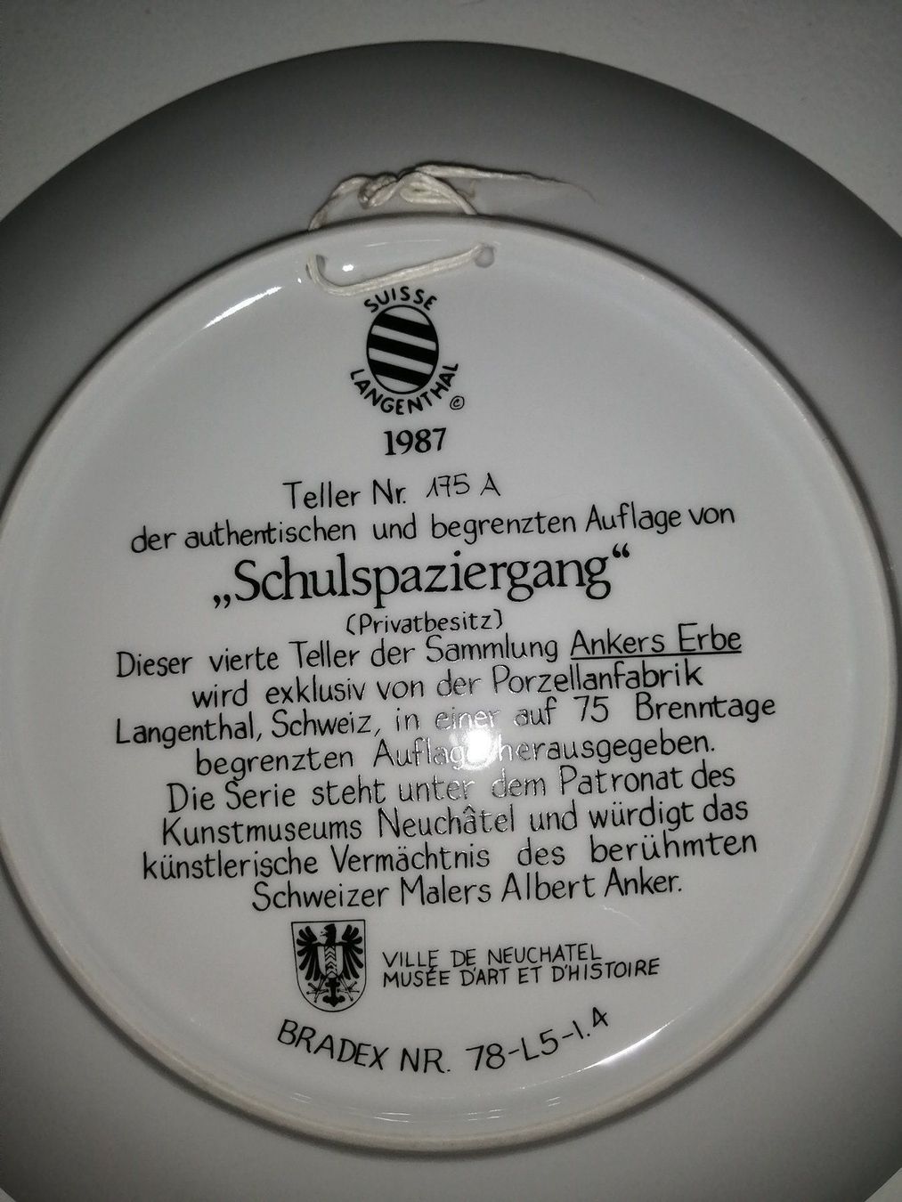 Assiettes: Teller Albert Anker Spaziergang – D'occasion à Nunningen par silvermoon68 2