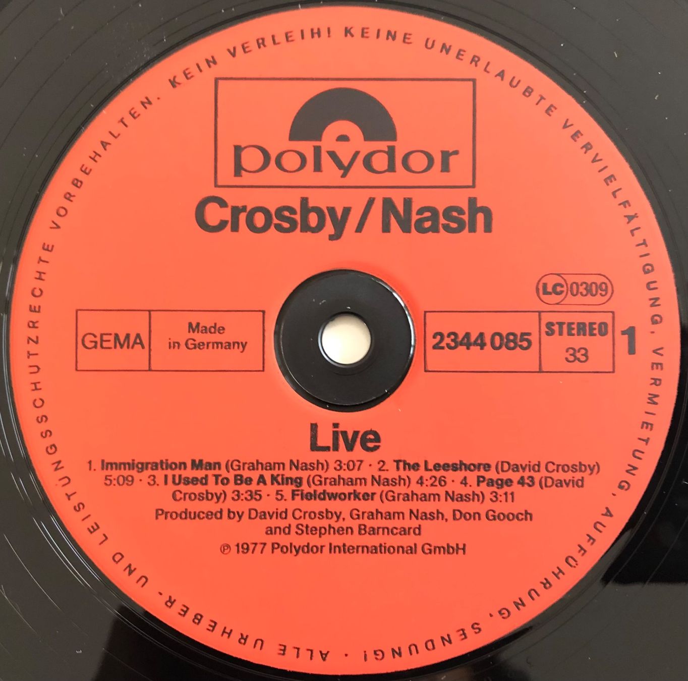 Dischi in vinile: CROSBY / NASH - LIVE – Usato da Poliez-Pittet venduto da Newtown-Records 3