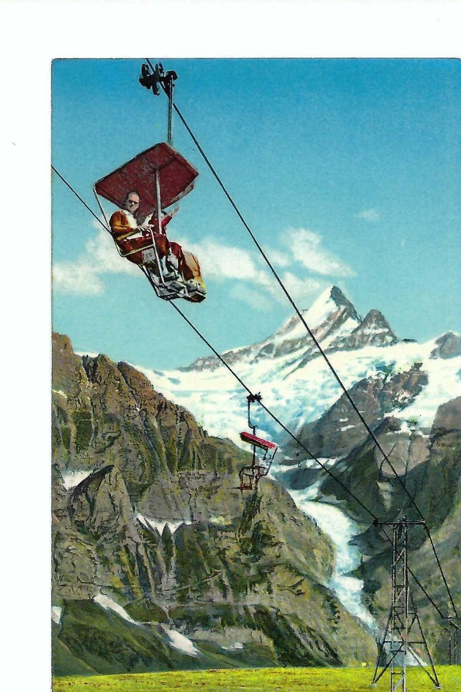 Cartes postales: Grindelwald First-Bahn, quergestellter Sessellift, Gletscher – D'occasion à Thun par 44wart