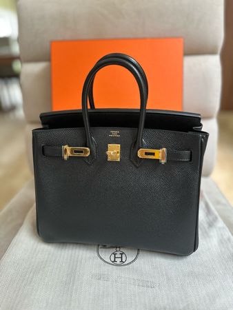 Hermes Birkin 25 Black Epsom Ghw R