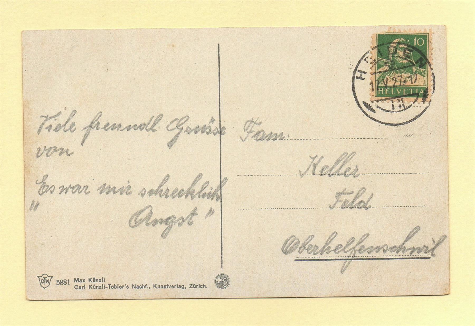 Cartoline postali: HEIDEN Max Künzli Nr. 5881 – Usato da Jona venduto da philajona 1