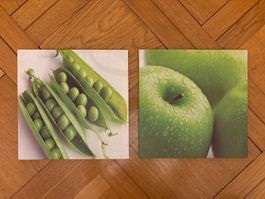 2 Wandbilder "Äpfel & Erbsen", Küche Deko Sofortkauf
