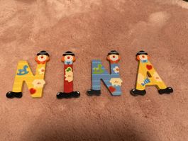 Holzbuchstaben Sevi Name NINA bunt guter Zustand