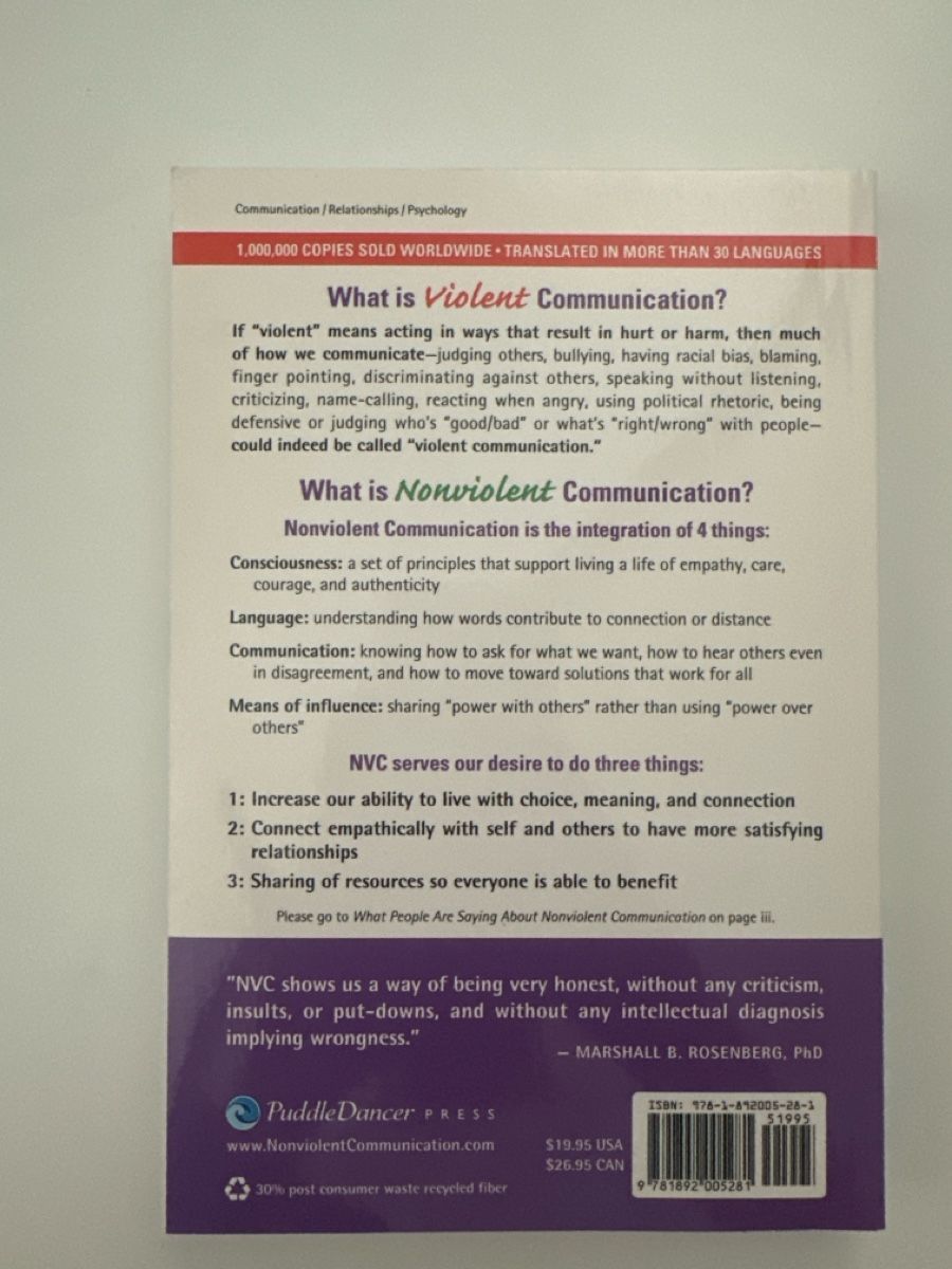 Bücher: Book: Nonviolent Communication, Marshall B. Rosenberg – Gebraucht aus Zürich von anouk_8008 1