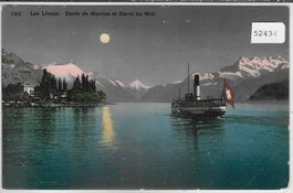 Lac Leman - Dents de Morcles et Dents du Midi - Mondschein
