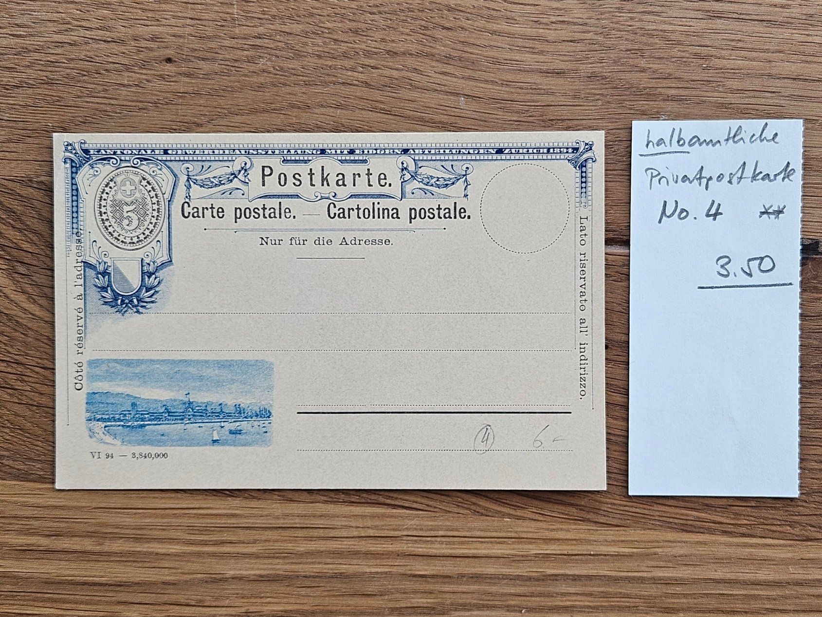 Alle Briefmarken: Halbamtliche Privat PK No 4 ** für nur 3.-- – Gebraucht aus Buttikon SZ von Marcelr 1
