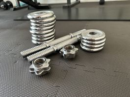Verchromtes Kurzhantel-Set 12 kg – 2 Hantelstangen