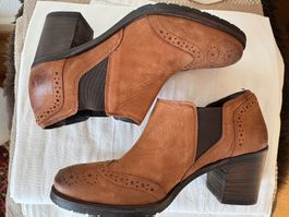 MAX LEDERSCHUHE, GR. 39, REHFARBEN, ABSATZ 7 CM, CASUAL