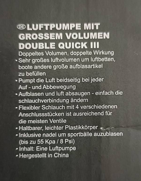 Intex Accessori da laboratorio: Luftpumpe "Double Quick III" von Intex – Nuovo e nell'imballaggio originale da Zollikofen venduto da Prisma11 1