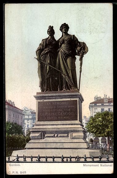 Cartoline postali: AK Genève, Monument National, 1906 – Usato da Berlin venduto da bartko-reher