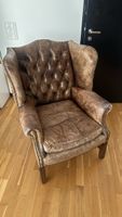 Ledersessel Chesterfield braun gebraucht defekt