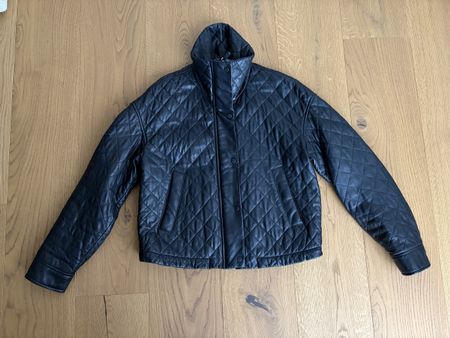 Massimo Dutti Lederjacke gesteppt schwarz Grösse S
