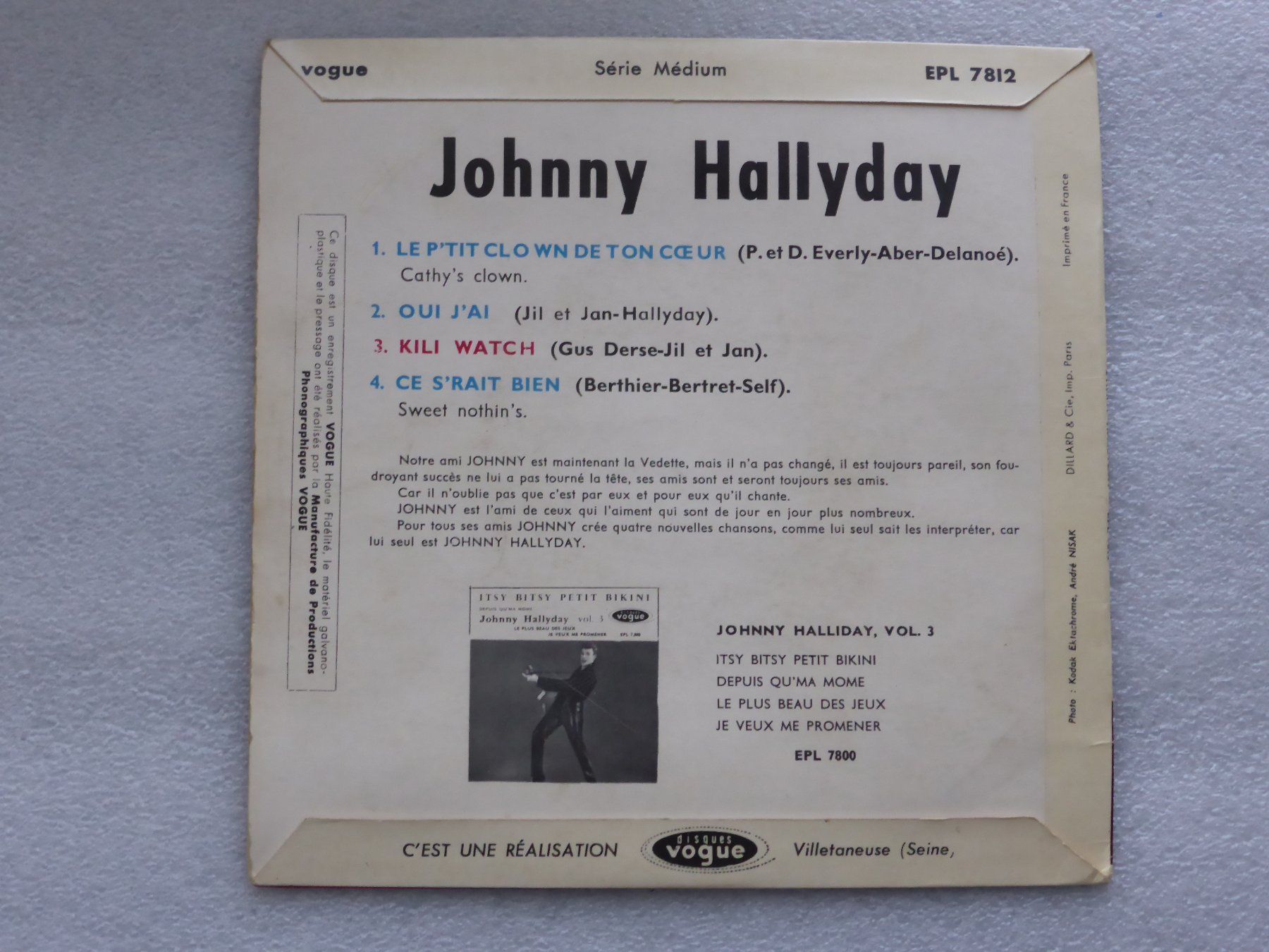Dischi in vinile: Vinyl Single   EP  JOHNNY HALLYDAY – Usato da Küssnacht am Rigi venduto da Mondkinder 3