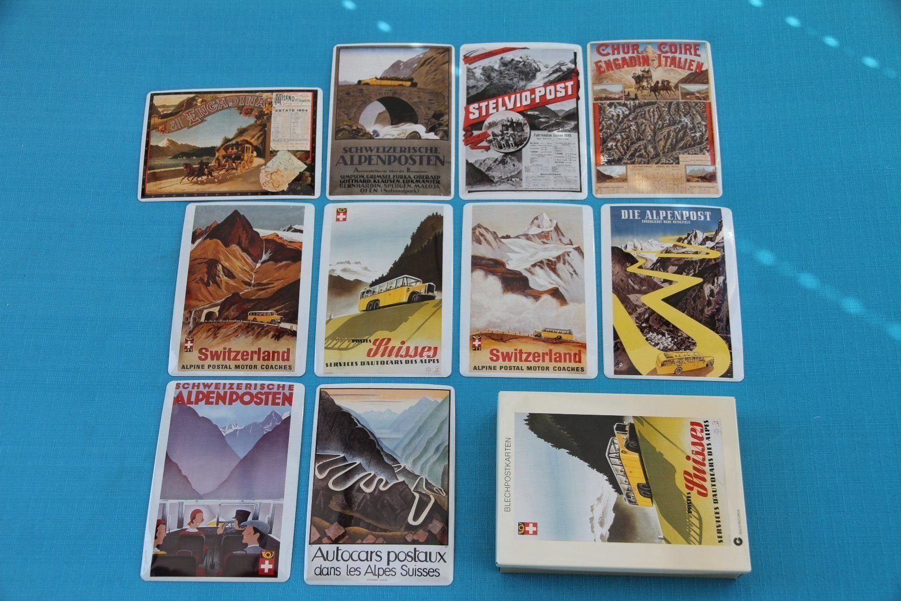 Saurer Insegne: 10 Blechpostkarten Postauto PTT in Blechbox – Nuovo (secondo la descrizione) da Spiez venduto da Mlandcruiser
