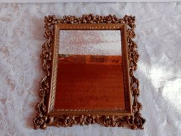 Antik Goldiger Wandspiegel Rosenmuster Kunststoff halb-blind