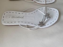 SUMMERTIME - stilvolle SHOEBOX Flip-Flops mit Décor,weiss,38