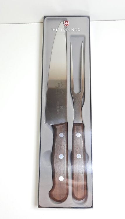 Victorinox, 7.7240.2W, Grand Maître, Tranchier-Set, 2-teilig, Extra scharfe Klinge, mit Wellenschliff, 12, cm, mit edlem Holzgriff, Braun