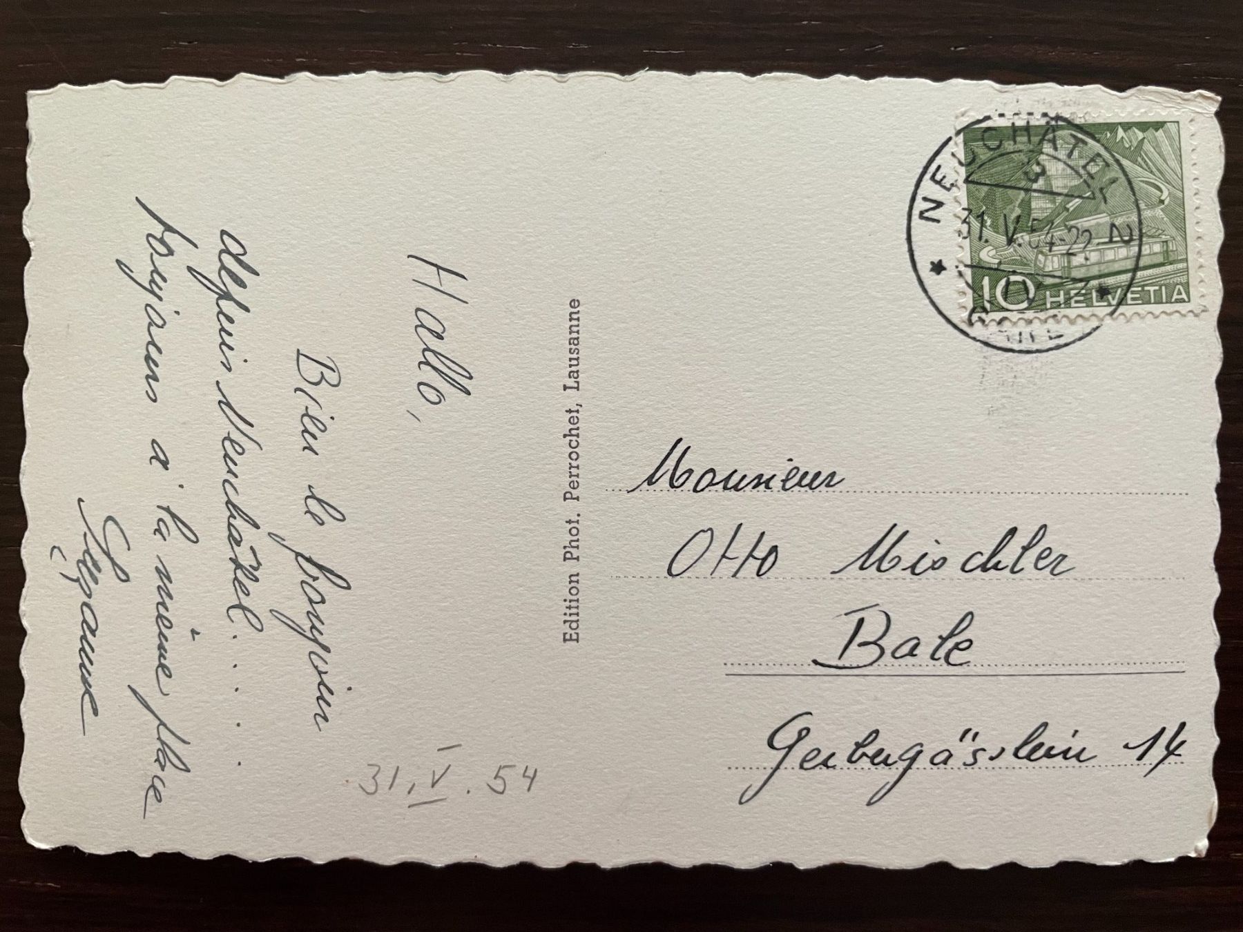 Cartoline postali: NEUCHÂTEL Route du Littoral, 1954 – Usato da Wald ZH venduto da TLILEF 1