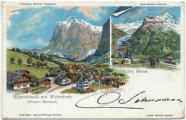 2-Bild-LITHO GRINDELWALD mit Wetterhorn
