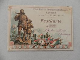 Karte Lyssach BE Freischiessen Schützenfest 1904 Bus Tell