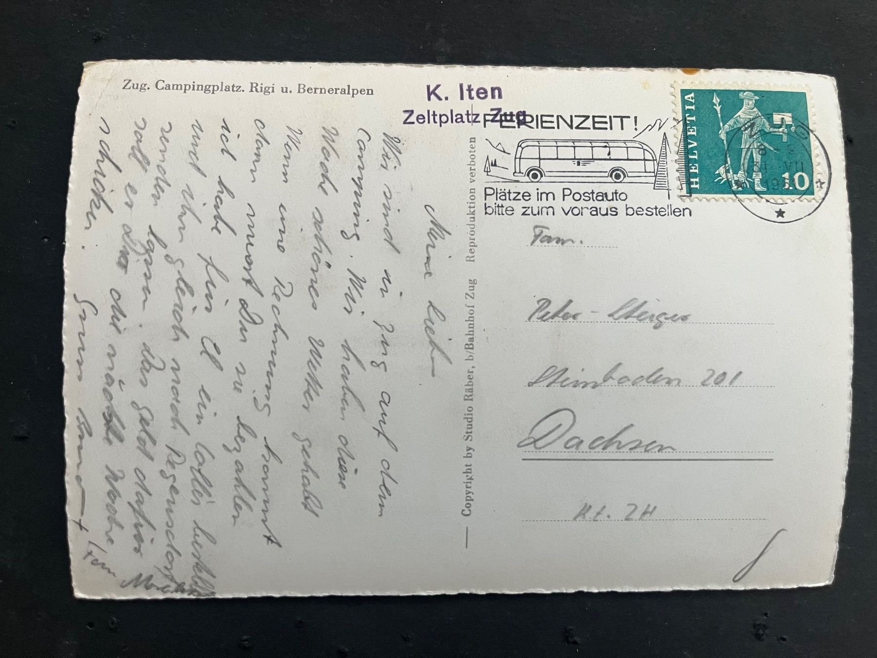 Cartoline postali: Zug, Campingplatz, ca 1950 – Usato da Ostermundigen venduto da DaxKarten-75 1