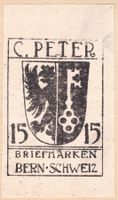 Grosse Vignette / Kleber "Briefmarken C. Peter Bern Schweiz"