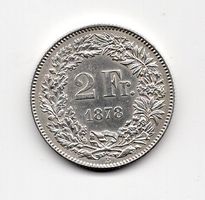 (1282) CH, 2 Franken 1878, top stgl