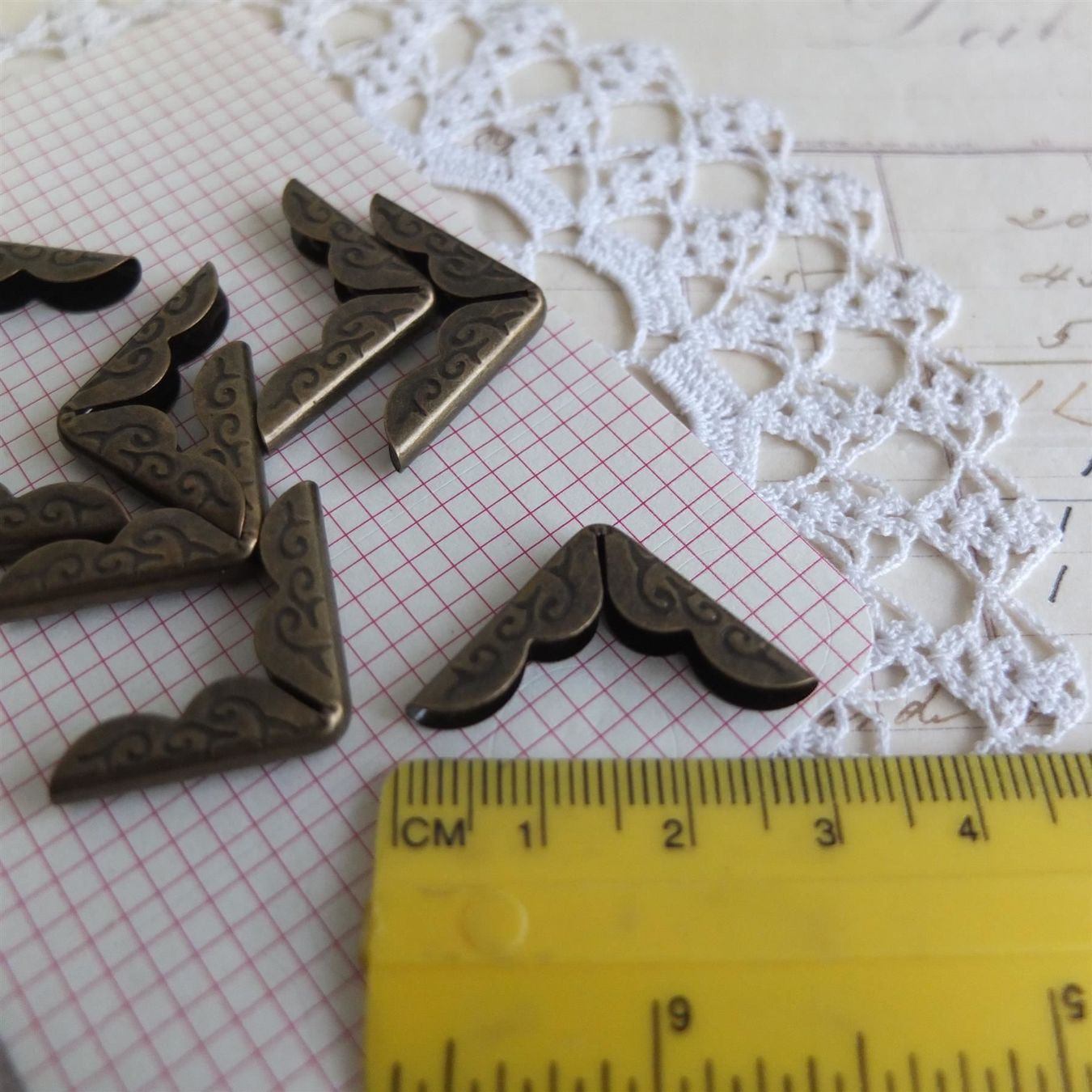 Dekomaterial: 8x Applikation Metall Ecke Look Bronze – Neu (gemäss Beschreibung) aus Meyrin von laservette99 1