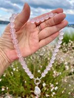 Rosenquarz & Barock Perle Halskette - Sterling Silber