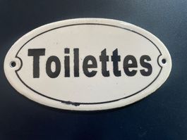 Emailschild/Toilettes/Oval/Antik