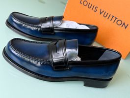 LOUIS VUITTON Engraved Penny Glassed Leder Loafers 42 NEUE