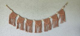 Makramee Girlande mit Holzperlen, Boho Deko...