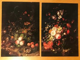 2x Postkarten Stilleben Blumenstrauss