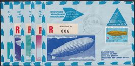 1975, 5 Luftpost-Briefe (Zeppelin) mit Nr.564 frankiert.
