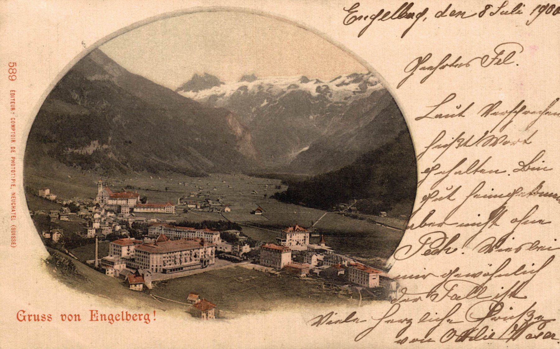 Cartoline postali: Gruss von Engelberg – Usato da Bronschhofen venduto da Astore